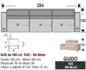 (346) Sofá 284 cm.3 Asientos FIJO