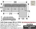 (348) Sofá Chaise Longue 330 cm. DCHO.