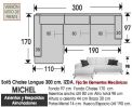(349) Sofá Chaise Longue 300 cm. IZDO.