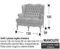(350) Sofá 2p.Orejero Capitoné Ingles 130cm