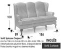 (351) Sofá 3 plazas Inglés 186 cm.