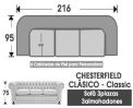 (357) Sofá 3plazas 216cm. 3almoh.