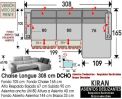 (338) ChaiseLongue 308cm. DCHO. Deslizantes