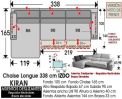 (338) ChaiseLongue 338cm. IZDO. Deslizantes