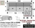 (361) ChaiseLongue 238cm DCHO FIJO+Arcón