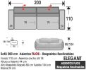 (363) Sofá 200cm. FIJO + Reclinables
