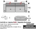 (363) Sofá 220cm. FIJO + Reclinables