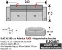 (363) Sofá 240cm. FIJO + Reclinables
