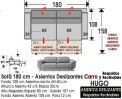 (364) Sofá 180 cm. Deslizantes-Carro