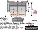 (364) Sofá 250 cm. Deslizantes-Carro