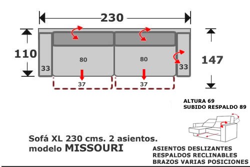 (105) Sofa 3plazas 230cm