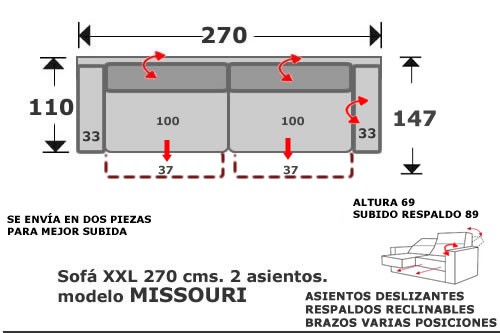 (105) Sofa 4plazas XXL 270cm