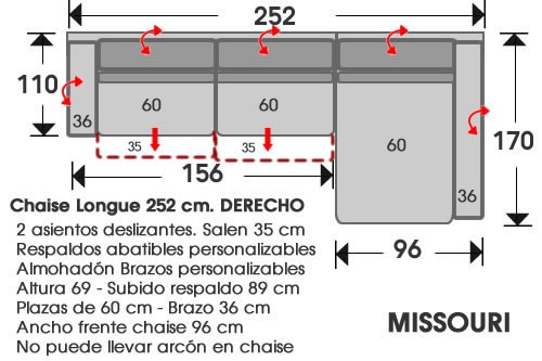 (105) ChaiseLongue 252cm. DCHO