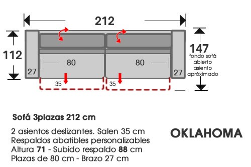 (106) Sofa 3plazas 212 cm