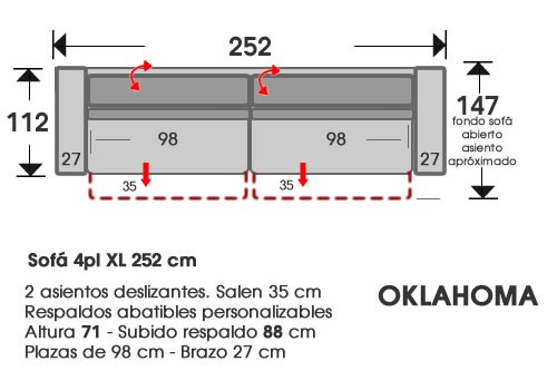 (106) Sofa 4pl. XL 252 cm