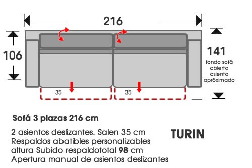 (202) Sofa 3plazas 216cm