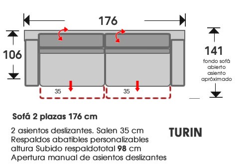 (202) Sofa 2plazas 176cm