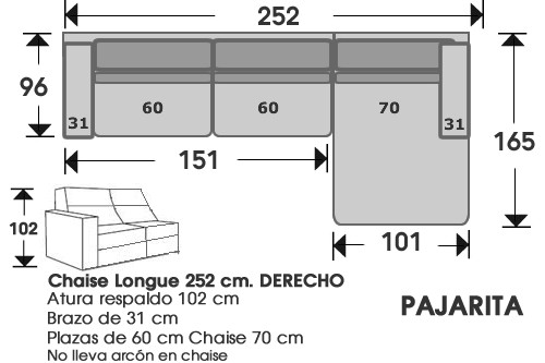 (208) ChaiseLongue 252cm DCHO
