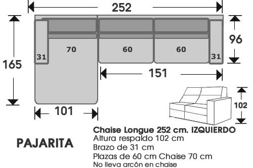 (208) ChaiseLongue 252cm IZDO