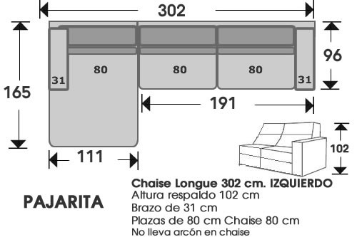 (208) ChaiseLongue 302cm IZDO