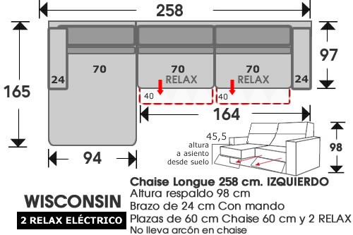 (210) ChaiseLongue 258cm IZDO 2 relax