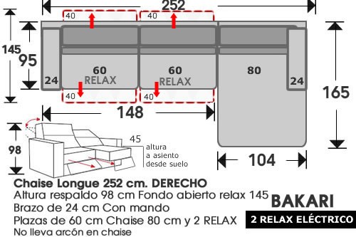 (211) ChaiseLongue 252cm DCHO 2 relax