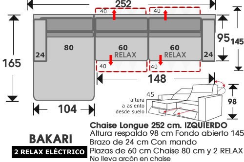 (211) ChaiseLongue 252cm IZDO 2 relax