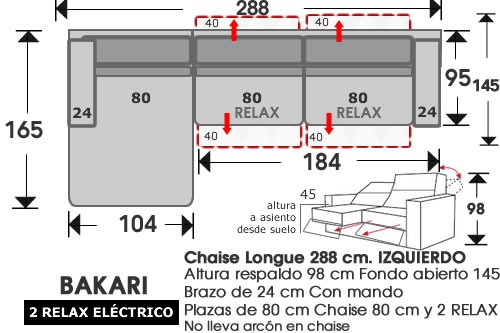 (211) ChaiseLongue 288cm IZDO 2 relax