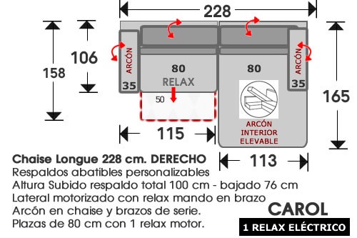 (212) ChaiseLongue 228cm DCHO 1 Relax