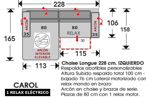 (212) ChaiseLongue 228cm IZDO 1 Relax