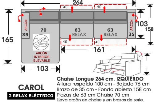 (212) ChaiseLongue 264cm IZDO 2 Relax