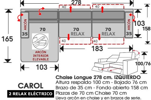 (212) ChaiseLongue 278cm IZDO 2 Relax