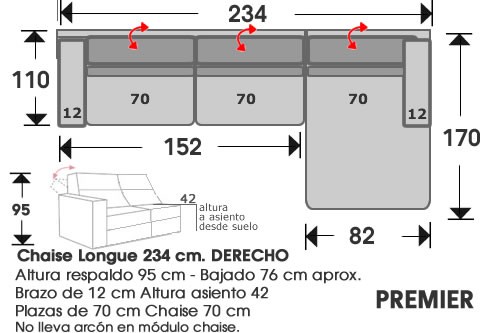 (213) ChaiseLongue 234cm DCHO