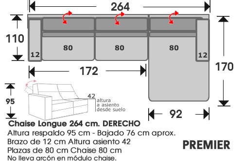 (213) ChaiseLongue 264cm DCHO
