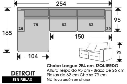 (215) ChaiseLongue 254cm IZDO sin relax