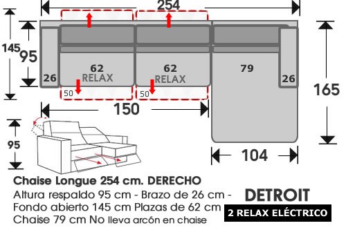 (215) ChaiseLongue 254cm DCHO 2 relax