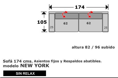 (216) Sofa 174cm 2plaz Sin Relax