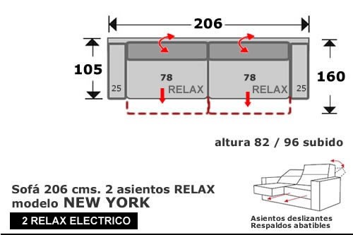 (216) Sofa 206cm 3plaz 2 Relax