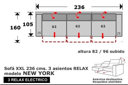 (216) Sofa 236cm 3plaz XL 3 Relax