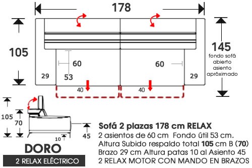 (217) Sofa 2plazas 178cm 2 Relax