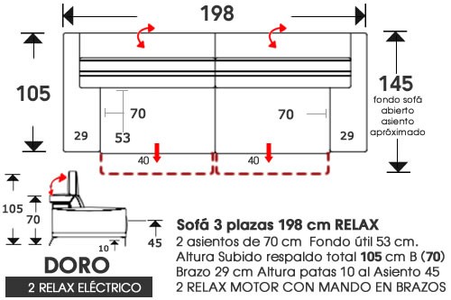 (217) Sofa 2plazas 198cm 2 Relax