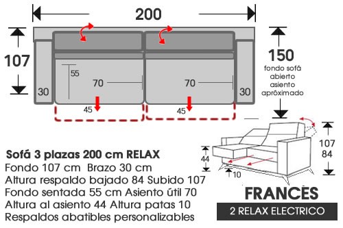 (218) Sofa 3plazas 200cm 2 Relax
