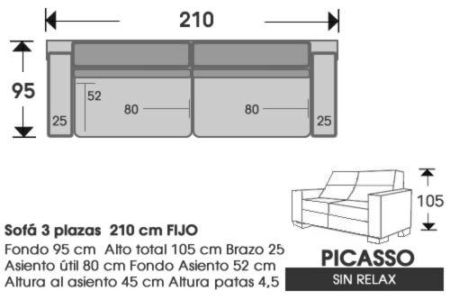 (227) Sofa 3plazas 210cm Sin Relax