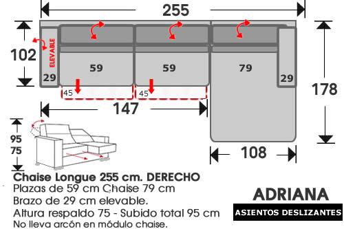(228) ChaiseLongue 255cm. DCHO.