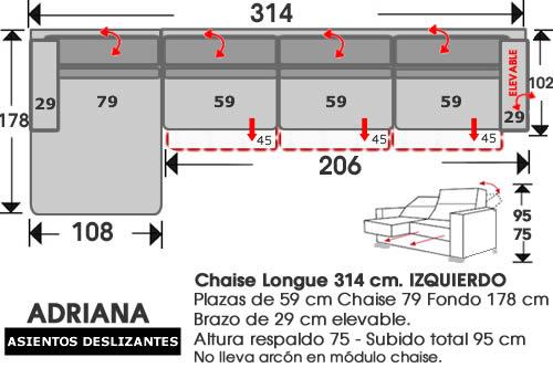(228) ChaiseLongue 314cm. IZDO.