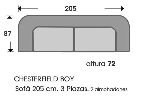 (232) Sofa 3pl 205cm 2almohadones
