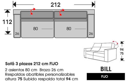 (241) Sofa 3plaz 212cm Fijo