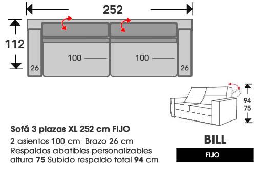 (241) Sofa 3plaz XL 252cm Fijo