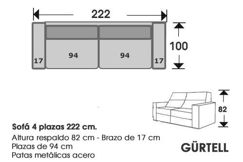 (247) Sofa 4plazas 222cm