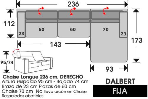 (248) ChaiseLongue 236cm. DCHO. Fija